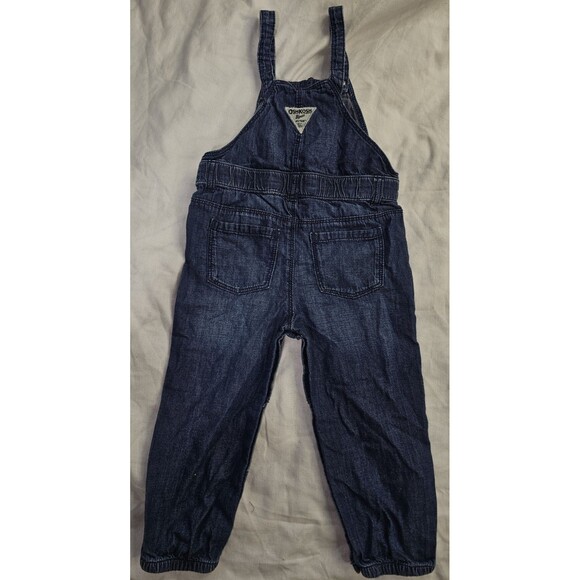 OshKosh B’gosh Denim Overalls – 24M – Denim dark/white&pink stripe bow tie RARE! - Picture 6 of 12